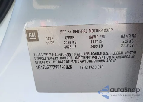 2009 Chevrolet Malibu Lt z USA, uszkodzony, nr VIN 1G1ZJ57739F197026